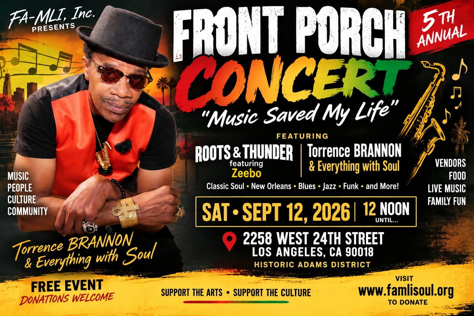 5th Annual Front Porch Concert, September 12, 2026
