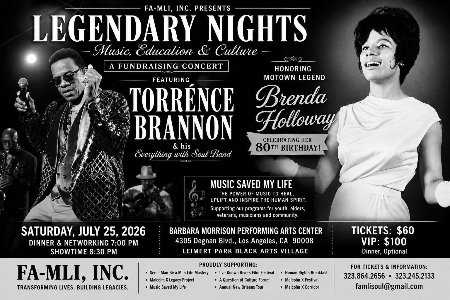 Legendary Nights fundraising concert honoring Brenda Holloway, July 25, 2026